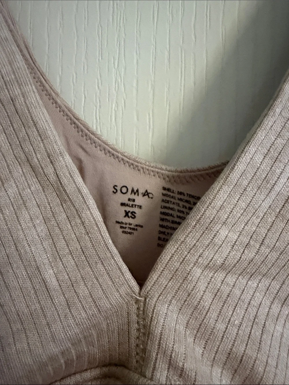 NWT Soma Ribbed Sleep Bralette size XS